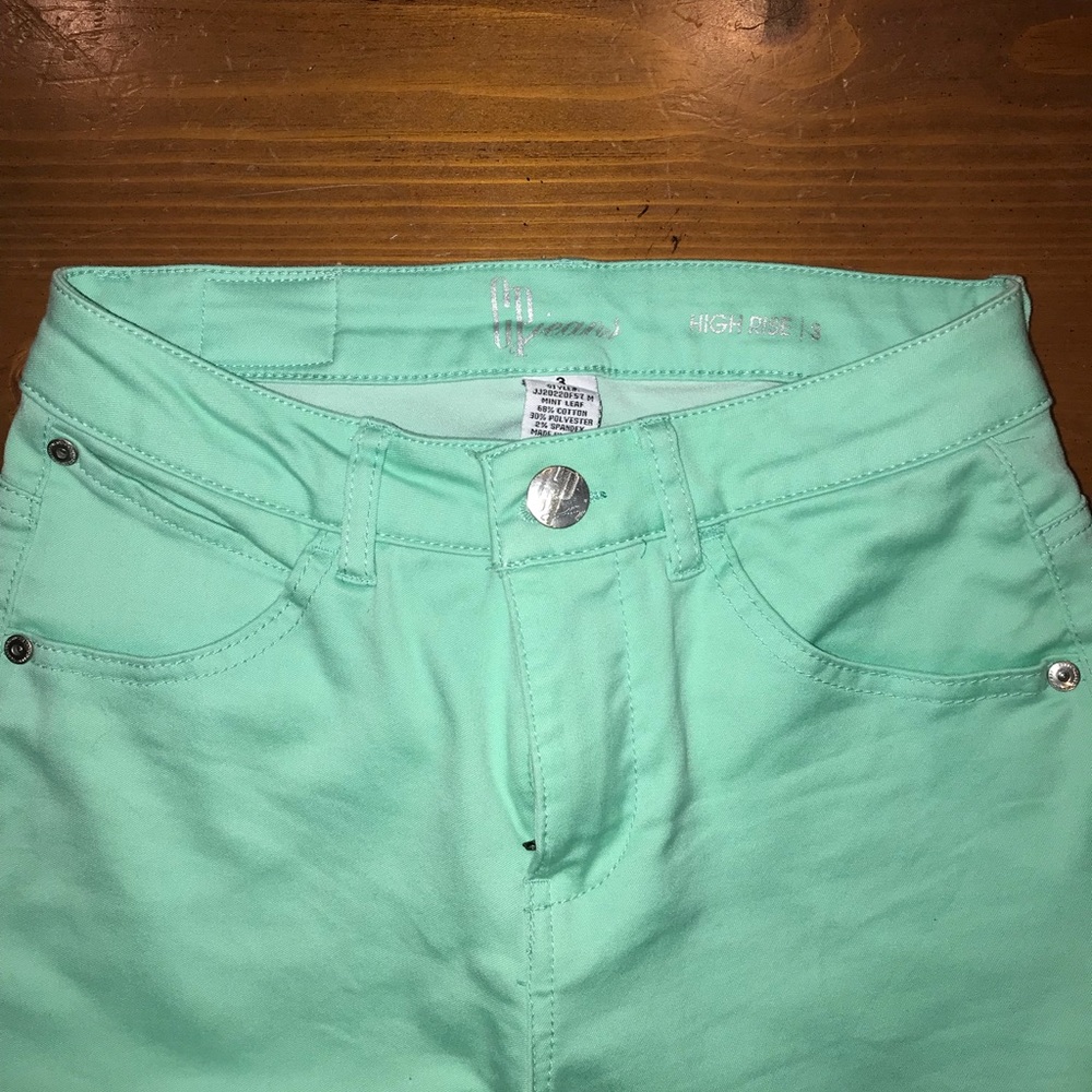 Teal skinny jeans